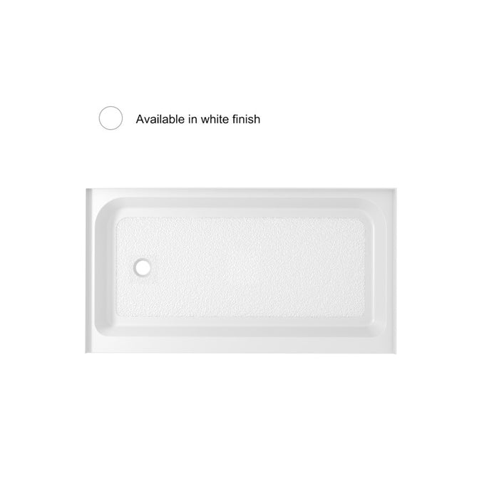 Elegant Laredo 60X36" Single Thresh Shower Tray Left Drain, WH