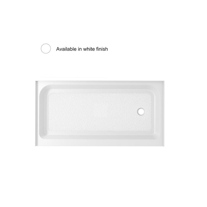 Elegant Laredo 60X32" Single Thresh Shower Tray Right Drain, WH