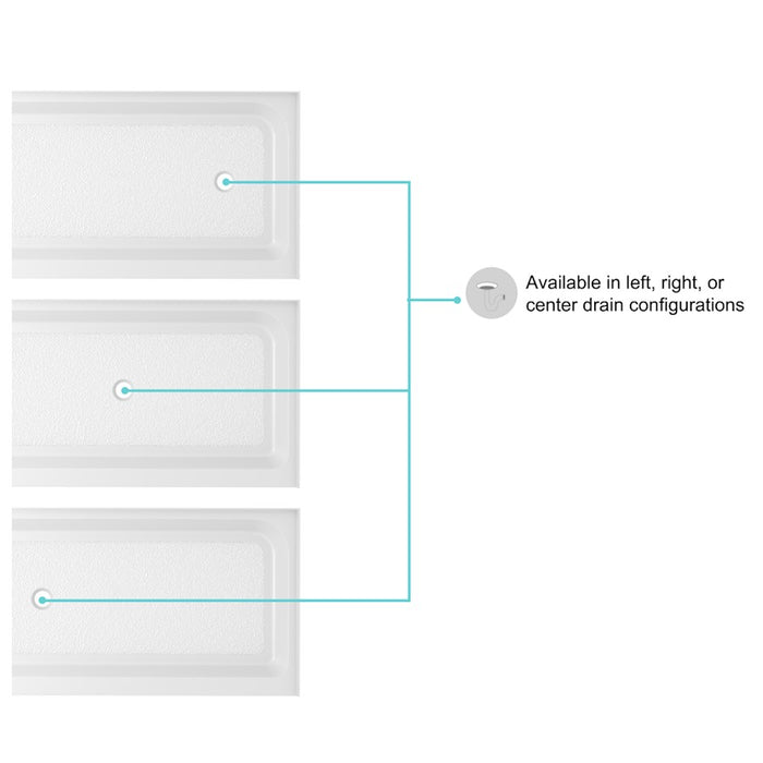 Elegant Laredo 60X32" Single Thresh Shower Tray Right Drain, WH