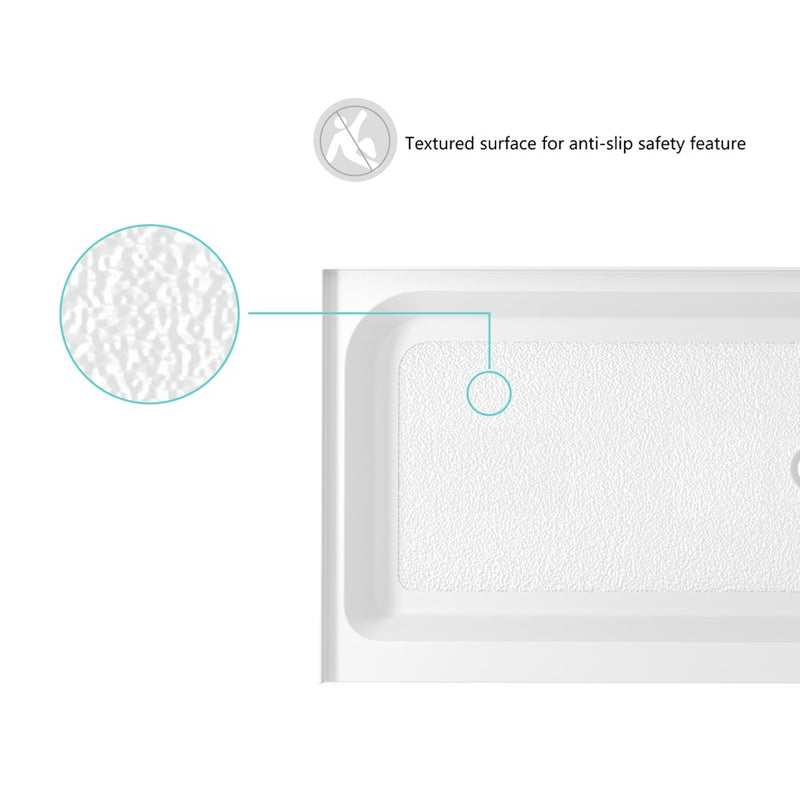 Elegant Laredo 60X32" Single Thresh Shower Tray Right Drain, WH