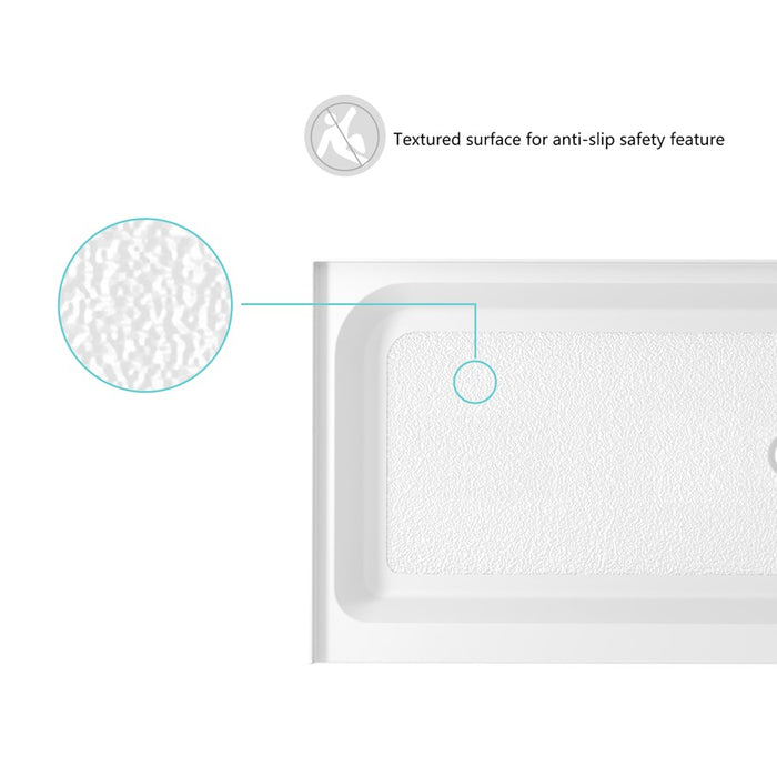 Elegant Laredo 60X32" Single Thresh Shower Tray Right Drain, WH