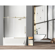 Elegant Orlando Frameless Tub Door 60X60", Brushed Gold - TD111-6060BGD