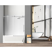 Elegant Orlando Frameless Tub Door 60X60", Brushed Nickel - TD111-6060BNK