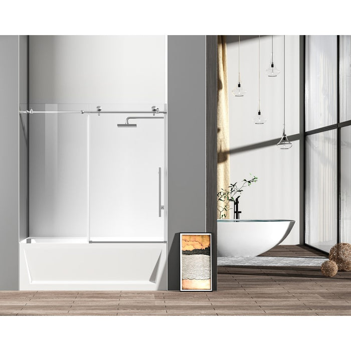 Elegant Orlando Frameless Tub Door 60X60", Brushed Nickel - TD111-6060BNK
