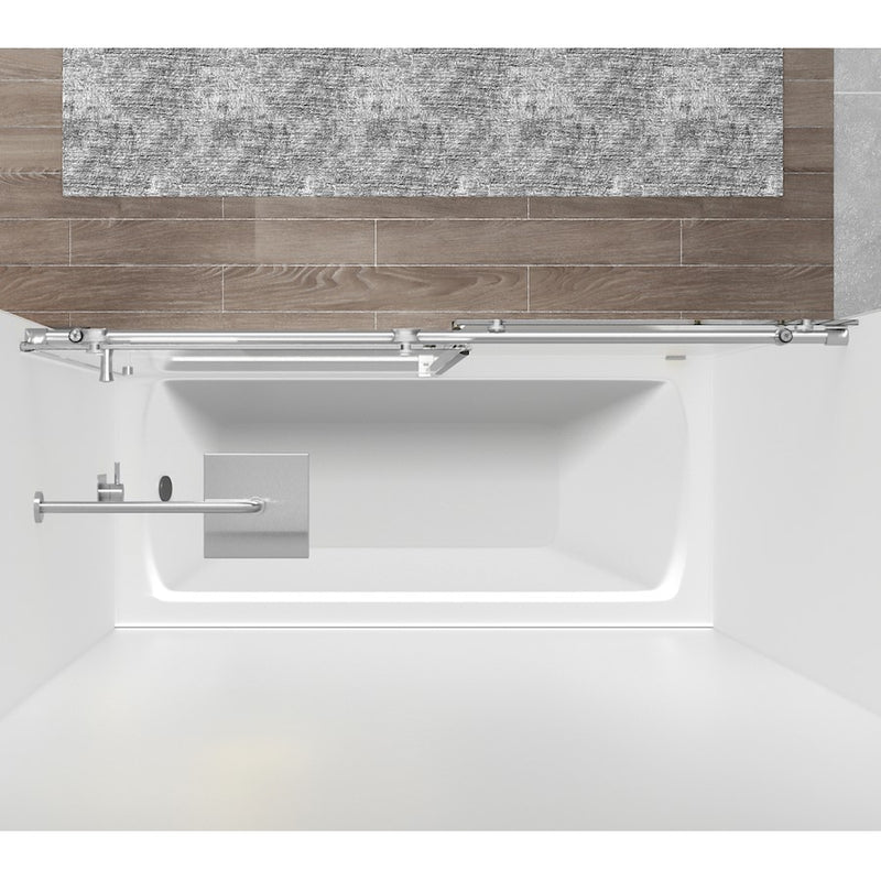 Elegant Orlando Frameless Tub Door 60X60", Brushed Nickel