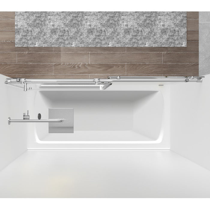 Elegant Orlando Frameless Tub Door 60X60", Brushed Nickel
