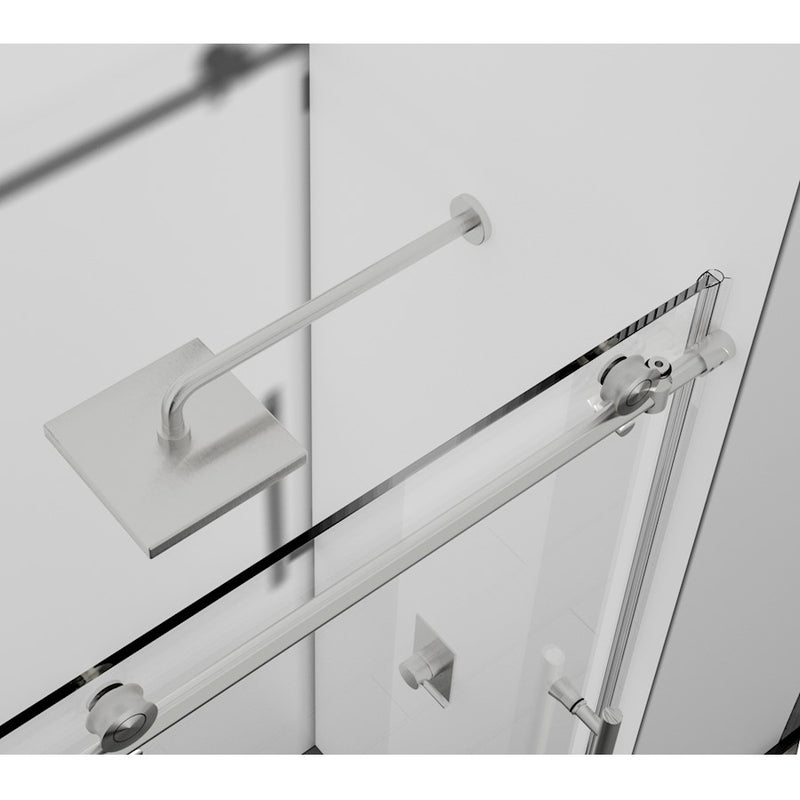 Elegant Orlando Frameless Tub Door 60X60", Brushed Nickel
