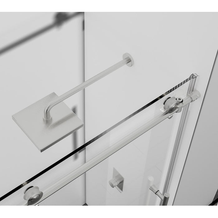 Elegant Orlando Frameless Tub Door 60X60", Brushed Nickel