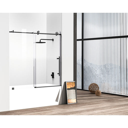 Elegant Orlando Frameless Tub Door 60X60", Matte Black