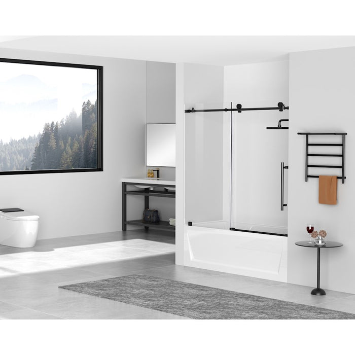Elegant Orlando Frameless Tub Door 60X60", Matte Black