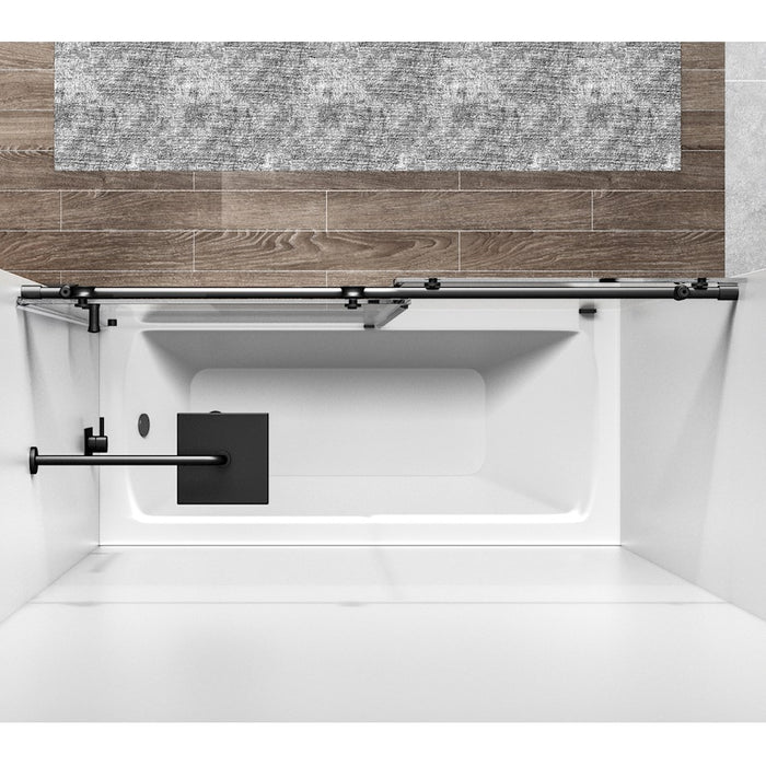 Elegant Orlando Frameless Tub Door 60X60", Matte Black