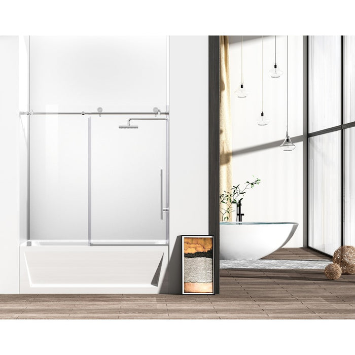 Elegant Orlando Frameless Tub Door 60X60", Polished Chrome - TD111-6060PCH