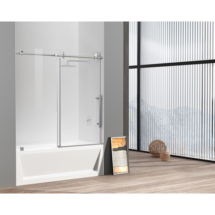 Elegant Orlando Frameless Tub Door 60X60", Polished Chrome