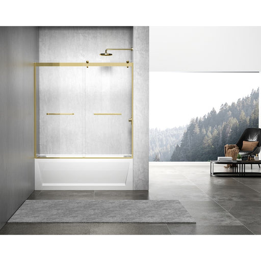 Elegant Ross Frameless Tub Door 60X60", Brushed Gold - TD222-6060BGD