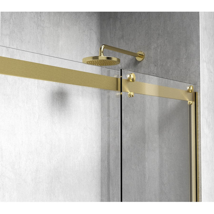 Elegant Ross Frameless Tub Door 60X60", Brushed Gold
