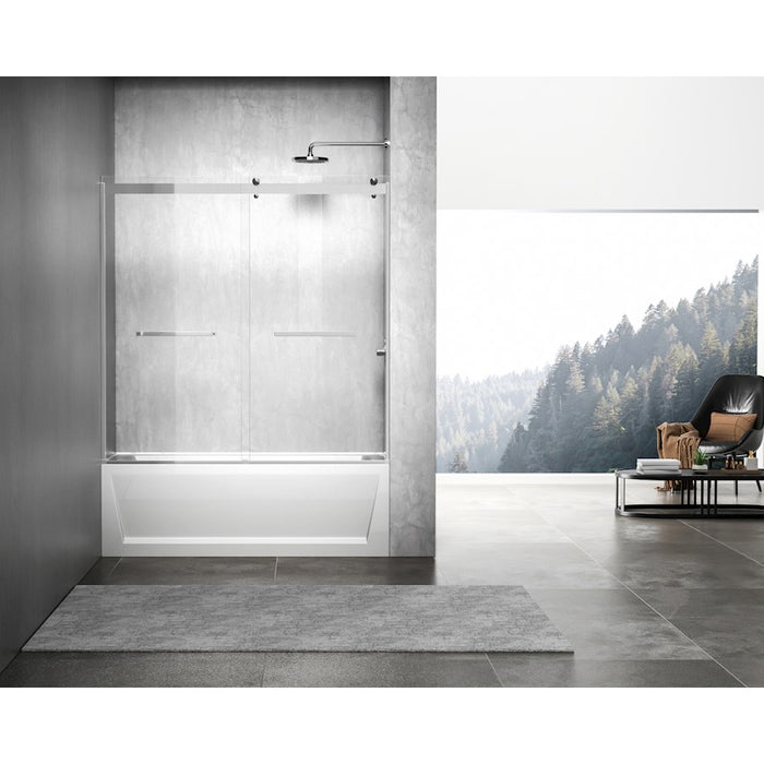 Elegant Ross Frameless Tub Door 60X60", Brushed Nickel - TD222-6060BNK