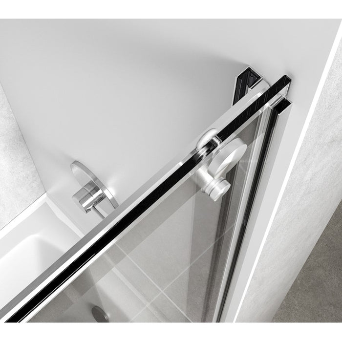 Elegant Ross Frameless Tub Door 60X60", Brushed Nickel