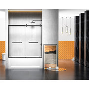 Elegant Kitchen/Bath Ross Frameless Tub Door 60X60", Matte Black - TD222-6060MBK