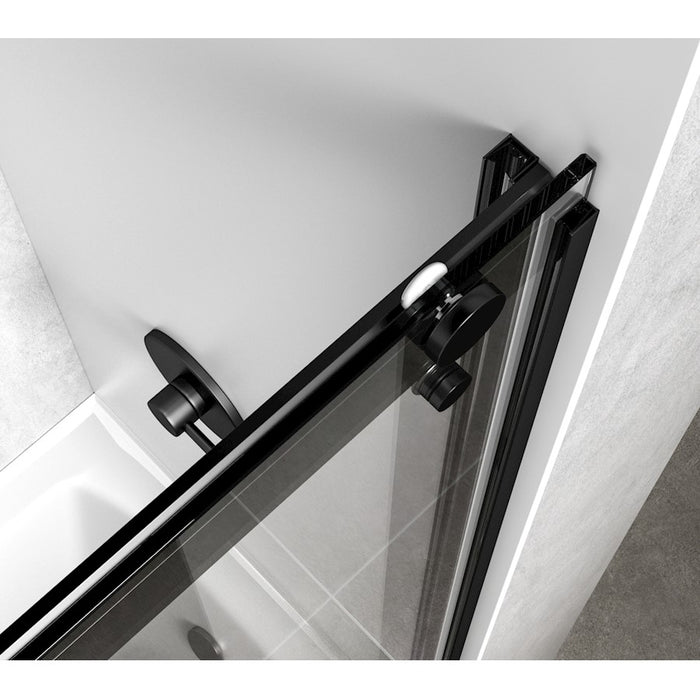 Elegant Kitchen/Bath Ross Frameless Tub Door 60X60", Matte Black