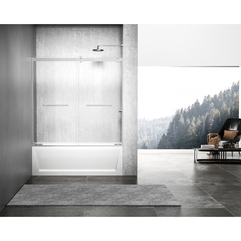 Elegant Ross Frameless Tub Door 60X60", Polished Chrome - TD222-6060PCH