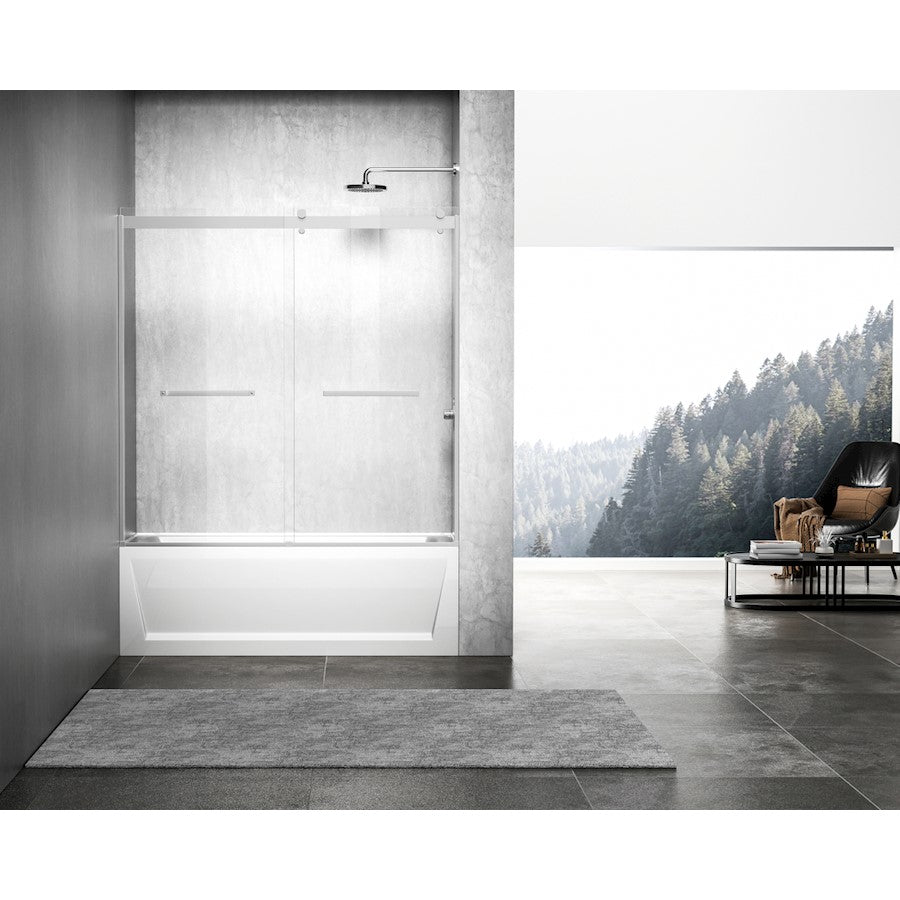 Elegant Ross Frameless Tub Door 60X60", Polished Chrome - TD222-6060PCH