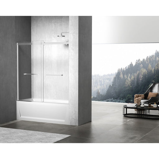 Elegant Ross Frameless Tub Door 60X60", Polished Chrome