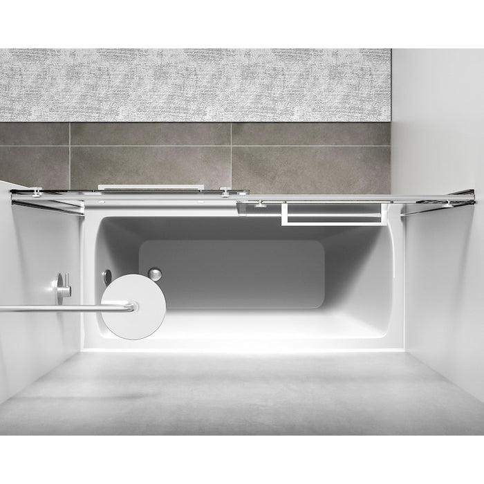 Elegant Ross Frameless Tub Door 60X60", Polished Chrome