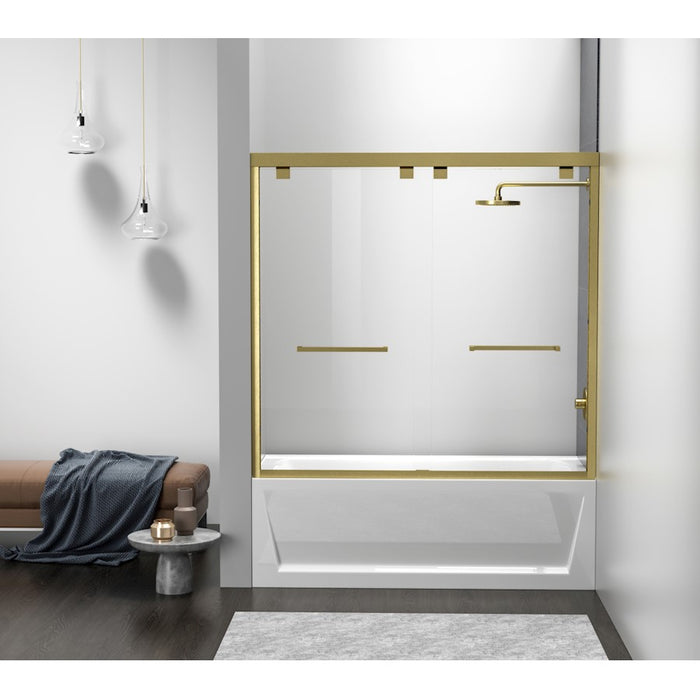 Elegant Trenton Semi-Frameless Tub Door 60X60", Brushed Gold - TD333-6060BGD