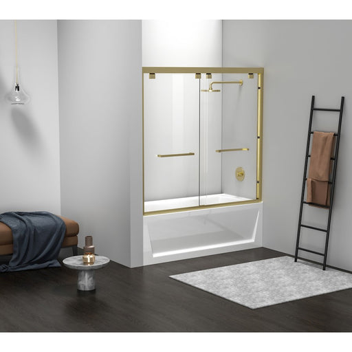 Elegant Trenton Semi-Frameless Tub Door 60X60", Brushed Gold