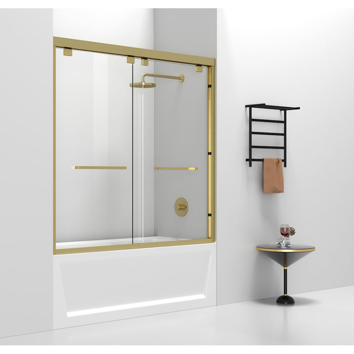 Elegant Trenton Semi-Frameless Tub Door 60X60", Brushed Gold