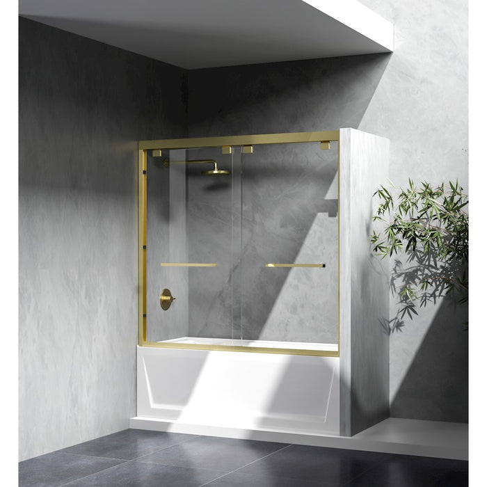 Elegant Trenton Semi-Frameless Tub Door 60X60", Brushed Gold