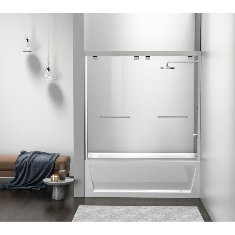 Elegant Trenton Semi-Frameless Tub Door 60X60", Brushed Nickel - TD333-6060BNK