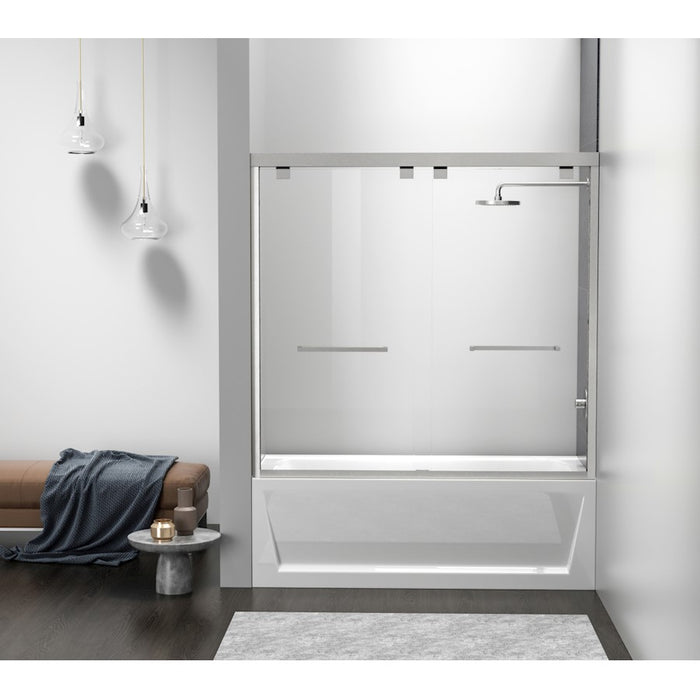 Elegant Trenton Semi-Frameless Tub Door 60X60", Brushed Nickel - TD333-6060BNK