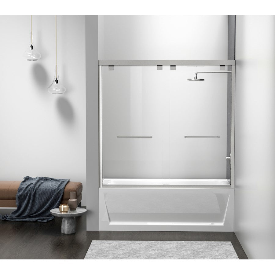 Elegant Trenton Semi-Frameless Tub Door 60X60", Brushed Nickel - TD333-6060BNK