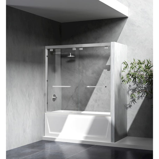 Elegant Trenton Semi-Frameless Tub Door 60X60", Brushed Nickel