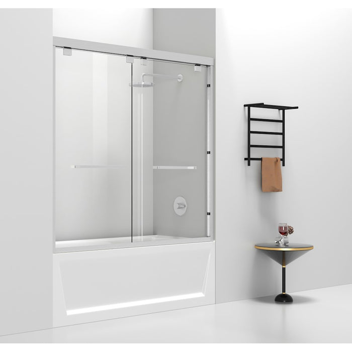 Elegant Trenton Semi-Frameless Tub Door 60X60", Brushed Nickel