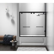 Elegant Trenton Semi-Frameless Tub Door 60X60", Matte Black - TD333-6060MBK