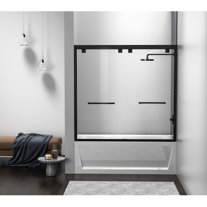 Elegant Trenton Semi-Frameless Tub Door 60X60", Matte Black - TD333-6060MBK