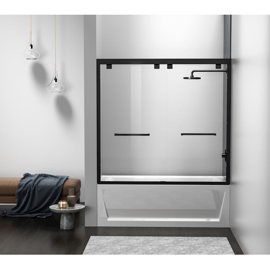 Elegant Trenton Semi-Frameless Tub Door 60X60", Matte Black - TD333-6060MBK