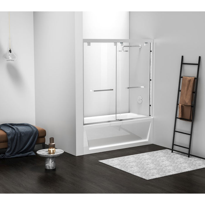 Elegant Trenton Semi-Frameless Tub Door 60X60", Polished Chrome