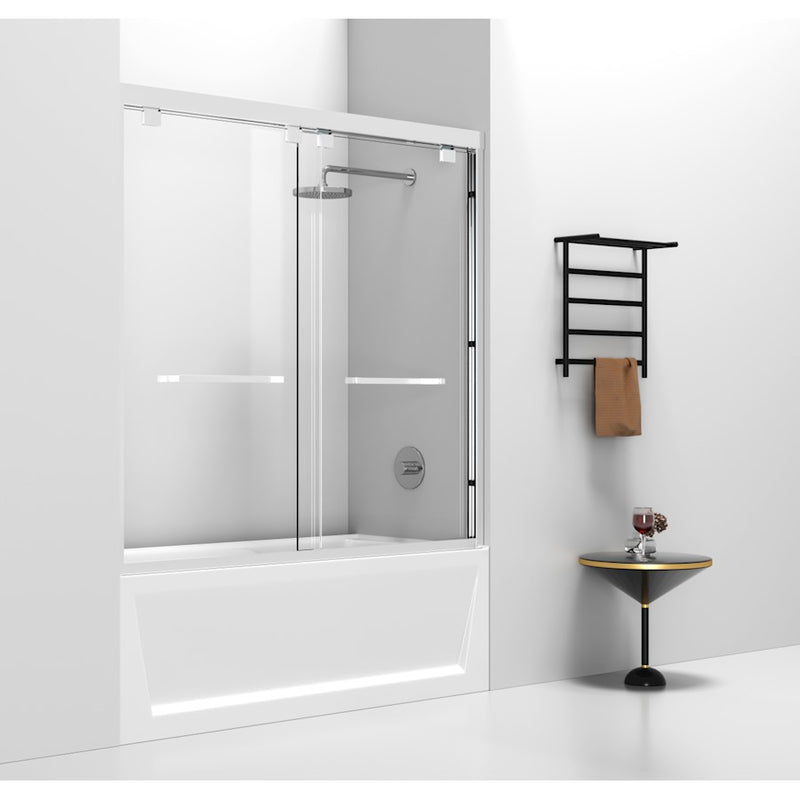 Elegant Trenton Semi-Frameless Tub Door 60X60", Polished Chrome