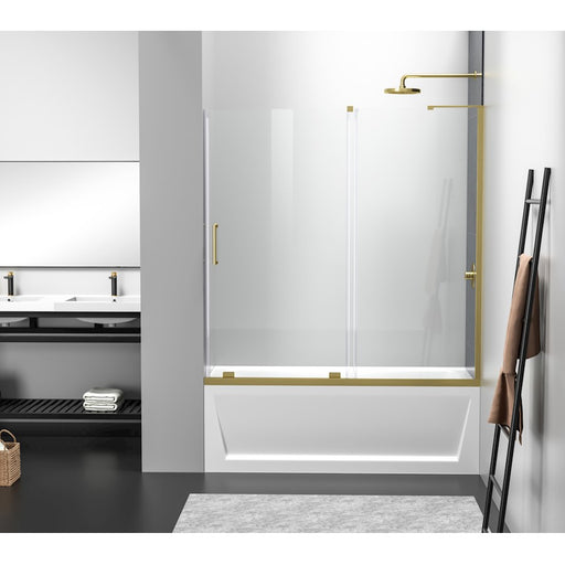 Elegant Devon Frameless Tub Door 60X60", Brushed Gold - TD444-6060BGD