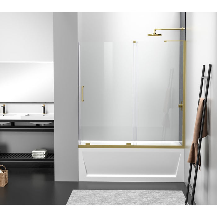 Elegant Devon Frameless Tub Door 60X60", Brushed Gold - TD444-6060BGD