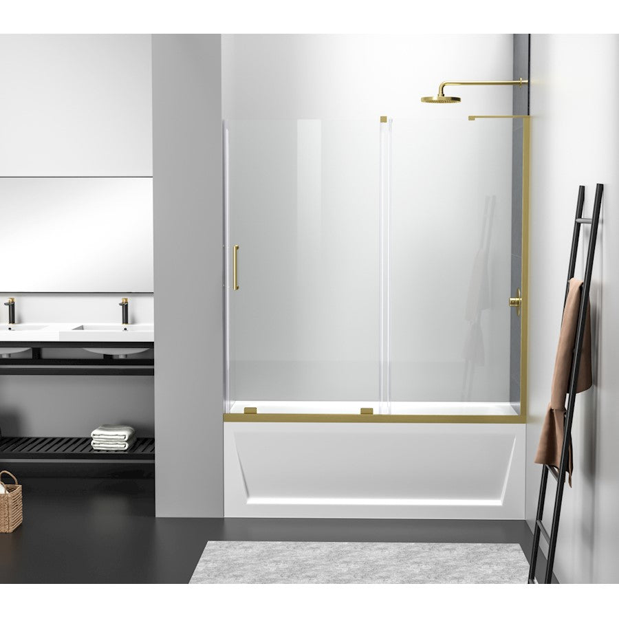 Elegant Devon Frameless Tub Door 60X60", Brushed Gold - TD444-6060BGD