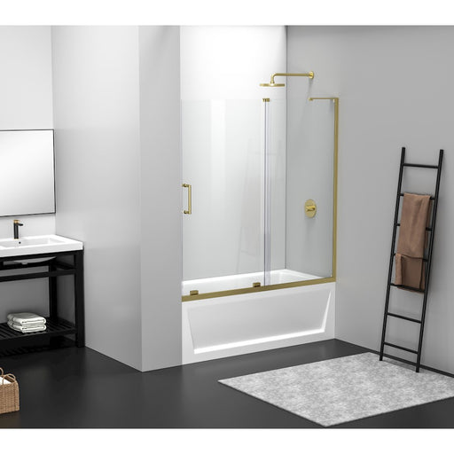 Elegant Devon Frameless Tub Door 60X60", Brushed Gold