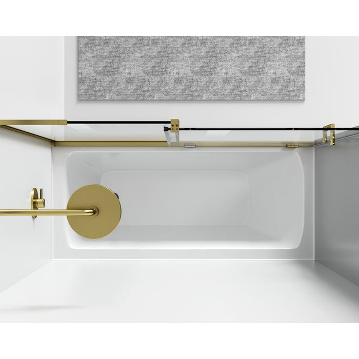 Elegant Devon Frameless Tub Door 60X60", Brushed Gold