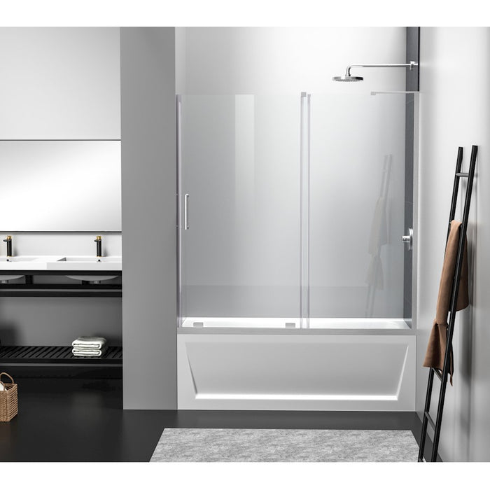Elegant Devon Frameless Tub Door 60X60", Brushed Nickel - TD444-6060BNK