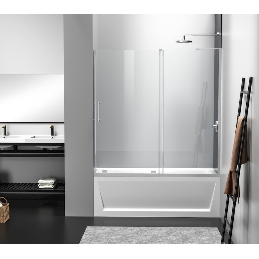 Elegant Devon Frameless Tub Door 60X60", Brushed Nickel - TD444-6060BNK