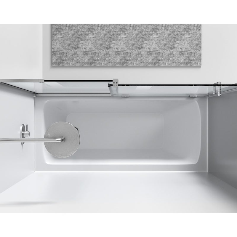 Elegant Devon Frameless Tub Door 60X60", Brushed Nickel