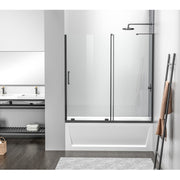 Elegant Devon Frameless Tub Door 60X60", Matte Black - TD444-6060MBK